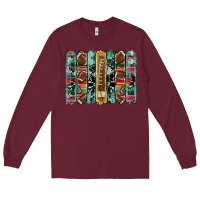 Burgundy football serape cowhide turquoise glitter  brushstrokes Long Sleeve Tee - Artiststas
