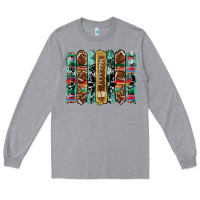 Heather Grey football serape cowhide turquoise glitter  brushstrokes Long Sleeve Tee - Artiststas