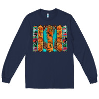 Navy basketball serape cowhide turquoise leopard glitter  brushstrokes Long Sleeve Tee - Artiststas