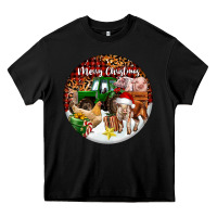 Black Merry Christmas Farm Animals Heavy Core Tee - FaDigitalArtStudio
