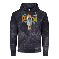 Cloud Black boho bull skull Vintage Hoodie - BarkalooDesign