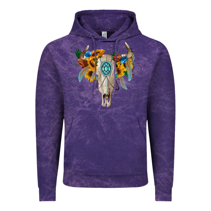 Boho Bull Skull Vintage Hoodie by BarkalooDesign | Teevron