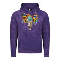 Cloud Purple boho bull skull Vintage Hoodie - BarkalooDesign