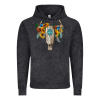 Vintage Black boho bull skull Vintage Hoodie - BarkalooDesign