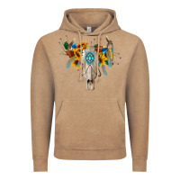 Vintage Coffee boho bull skull Vintage Hoodie - BarkalooDesign