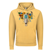 Vintage Mustard boho bull skull Vintage Hoodie - BarkalooDesign