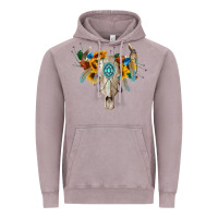 Vintage Zinc boho bull skull Vintage Hoodie - BarkalooDesign