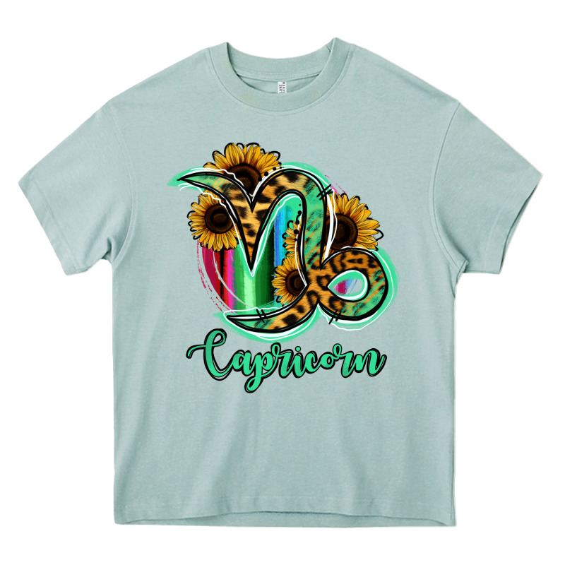 Capricorn Zodiac Sign Sunflower Leopard Serape Heavy Core Tee by RanaPortraitStore | Teevron
