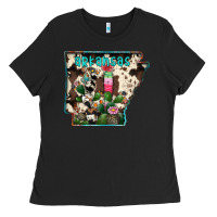 Black arkansas map Ladies Tee - RacoonDesign
