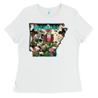White arkansas map Ladies Tee - RacoonDesign