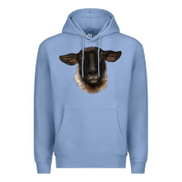 Colony Blue suffolk ewe head Premium Hoodie - BarkalooDesign