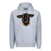Heather Grey suffolk ewe head Premium Hoodie - BarkalooDesign