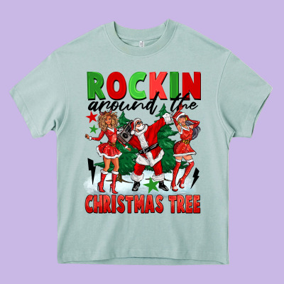 Rockin Around The Christmas Tree Heavy Core Tee Designed By Fadigitalartstudio