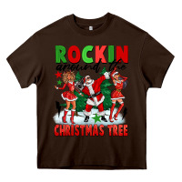 Chocolate Brown Rockin Around The Christmas Tree Heavy Core Tee - FaDigitalArtStudio