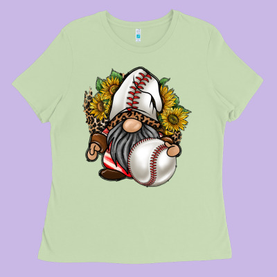 Baseball Gnome Ladies Tee Designed By Racoondesign