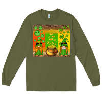 Army Green st patricks gnomes and coins with shamrock Long Sleeve Tee - Artiststas