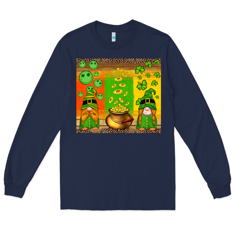 St Patricks Gnomes And Coins With Shamrock Long Sleeve Tee by Artiststas | Teevron
