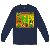 Navy st patricks gnomes and coins with shamrock Long Sleeve Tee - Artiststas