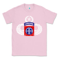 Bubblegum Pink 82nd Airborne Div Parachutist Wings and Patch - Distressed Classic Tee - baoMotion