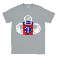 Heather Grey 82nd Airborne Div Parachutist Wings and Patch - Distressed Classic Tee - baoMotion