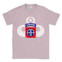 Lilac 82nd Airborne Div Parachutist Wings and Patch - Distressed Classic Tee - baoMotion