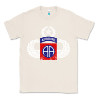Natural 82nd Airborne Div Parachutist Wings and Patch - Distressed Classic Tee - baoMotion