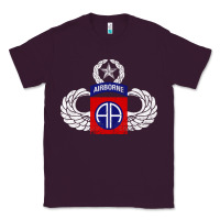Plum 82nd Airborne Div Parachutist Wings and Patch - Distressed Classic Tee - baoMotion