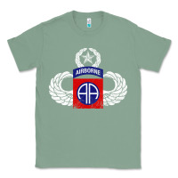 Sage 82nd Airborne Div Parachutist Wings and Patch - Distressed Classic Tee - baoMotion