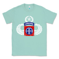 Seafoam 82nd Airborne Div Parachutist Wings and Patch - Distressed Classic Tee - baoMotion