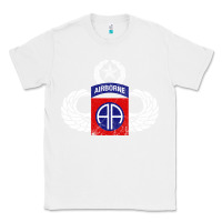 White 82nd Airborne Div Parachutist Wings and Patch - Distressed Classic Tee - baoMotion
