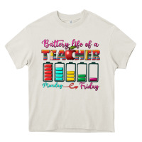Cream battery life of a teacher Heavy Core Tee - BundleAndBundleShop