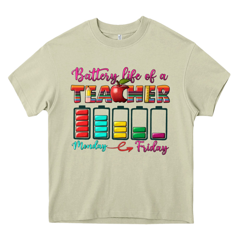 Battery Life Of A Teacher Heavy Core Tee by BundleAndBundleShop | Teevron