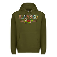 Army Green blessed and floral cross Premium Hoodie - BarkalooDesign