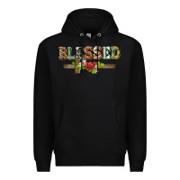 Black blessed and floral cross Premium Hoodie - BarkalooDesign