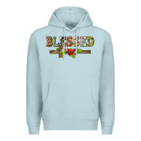 Blue Mist blessed and floral cross Premium Hoodie - BarkalooDesign