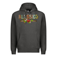 Charcoal Heather blessed and floral cross Premium Hoodie - BarkalooDesign