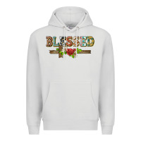 Dove Grey blessed and floral cross Premium Hoodie - BarkalooDesign