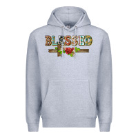 Heather Grey blessed and floral cross Premium Hoodie - BarkalooDesign