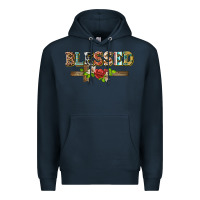Navy blessed and floral cross Premium Hoodie - BarkalooDesign
