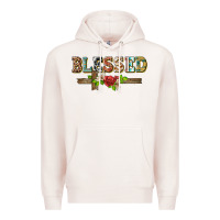 Pale Pink blessed and floral cross Premium Hoodie - BarkalooDesign