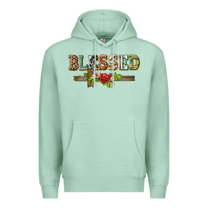 Blessed And Floral Cross Premium Hoodie by BarkalooDesign | Teevron