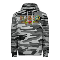 Slate Camo blessed and floral cross Premium Hoodie - BarkalooDesign