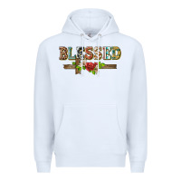 White blessed and floral cross Premium Hoodie - BarkalooDesign