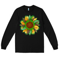 Black st patricks sunflower with leopard  shamrock and glitter Long Sleeve Tee - Artiststas