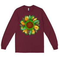 Burgundy st patricks sunflower with leopard  shamrock and glitter Long Sleeve Tee - Artiststas