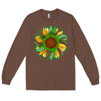 Chestnut st patricks sunflower with leopard  shamrock and glitter Long Sleeve Tee - Artiststas