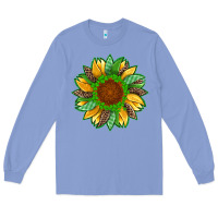 Colony Blue st patricks sunflower with leopard  shamrock and glitter Long Sleeve Tee - Artiststas