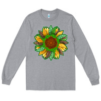 Heather Grey st patricks sunflower with leopard  shamrock and glitter Long Sleeve Tee - Artiststas