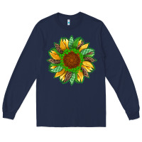 Navy st patricks sunflower with leopard  shamrock and glitter Long Sleeve Tee - Artiststas