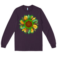 Plum st patricks sunflower with leopard  shamrock and glitter Long Sleeve Tee - Artiststas